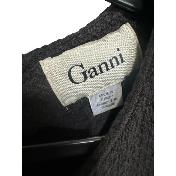 GANNI Basketweave Fit and Flare Dress In Black Size Large - Picture 7 of 10